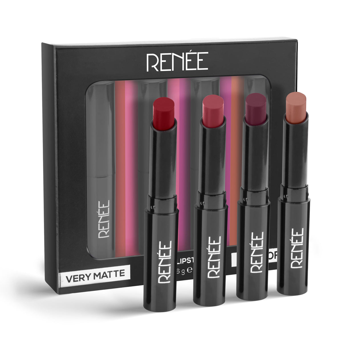 RENEE Very Matte Lipsticks Pack of 4, 6.4g