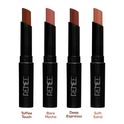 RENEE Very Matte Lipsticks Pack of 4, 6.4g