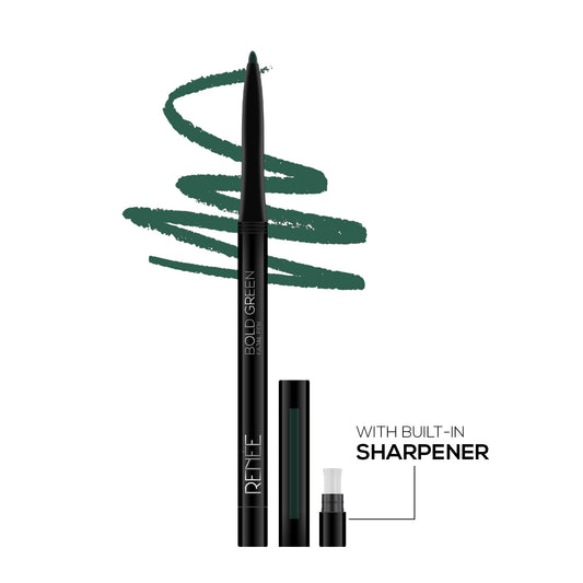 RENEE Bold Green Kajal Pen with Sharpener, 0.35g