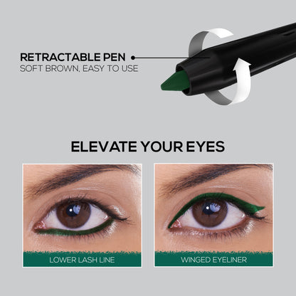 RENEE Bold Green Kajal Pen with Sharpener, 0.35g