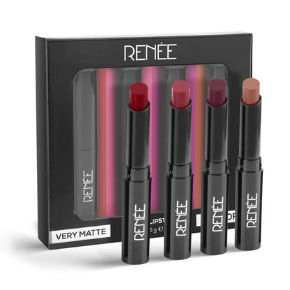 RENEE Very Matte Lipsticks Pack of 4, 6.4g