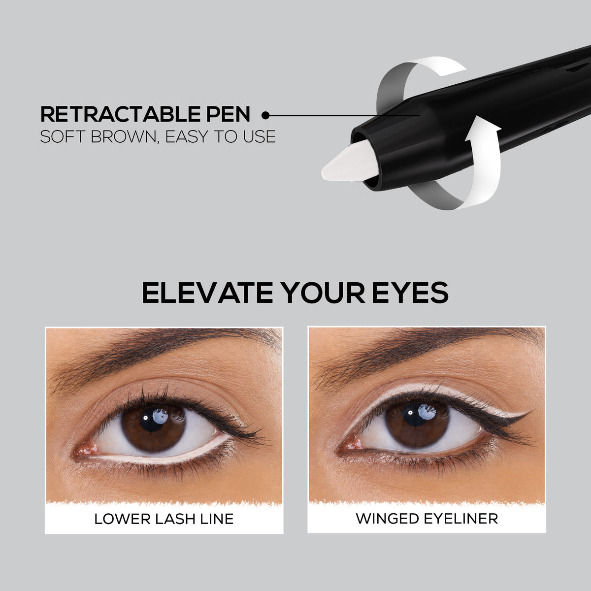 RENEE Stark White Kajal Pen with Sharpener, 0.35g