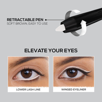 RENEE Stark White Kajal Pen with Sharpener, 0.35g